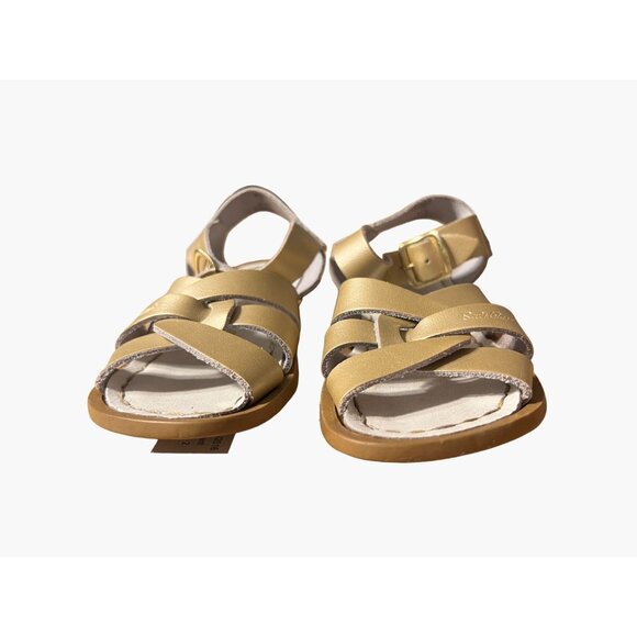 Salt Water Sandals Metallic Gold Leather Toddler Girls Size 5 Excellent very gen - Picture 2 of 6